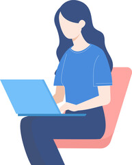 Focused Woman Working on Laptop in a Bright and Cozy Workspace