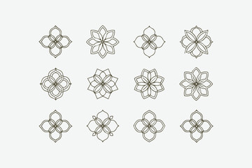 Set of geometric mandala designs vector illustration minimalist, mandala vector set, easily editable file.