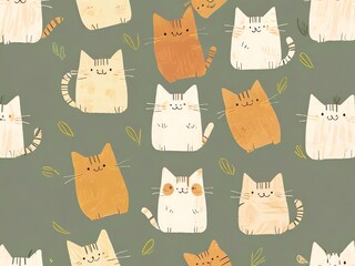 Cute Cats Pattern Illustration