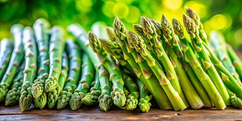 A panoramic snapshot of  asparagus, capturing their elegant form.