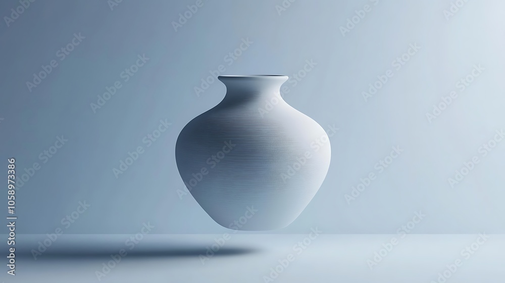 Sticker minimalist 3d vase floating in air with soft background