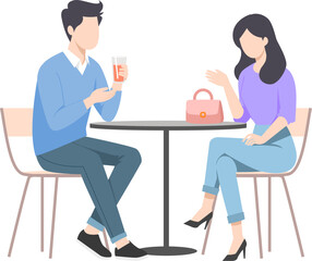 Romantic Couple Enjoying Dinner Illustration in Cozy Setting with Warm Atmosphere