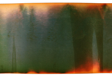 Grungy color 120mm negative film isolated on white background. Medium format film material on white...