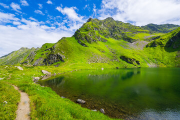 Hochjoch with Schwarzsee above the village of Schruns, Montafon Valley, State of Vorarlberg, Austria, 