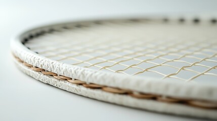 Close-up of a White Tennis Racket with a Shallow Depth of Field