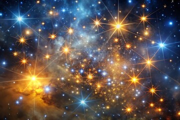 Abstract Glowing Stars Background - Cluster of Stars and Nebulae in a Fantastic Constellation