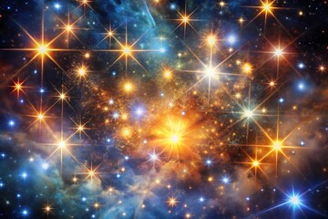 Abstract Glowing Stars Background - Cluster of Stars and Nebulae in a Fantastic Constellation