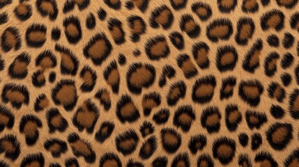 Close-up of leopard fur pattern with distinct black rosettes and tawny background showcasing natural texture