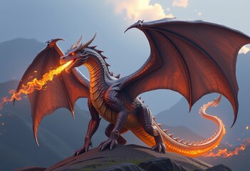 Naklejka premium dragon in the night