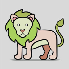 Hand-drawn flat design lion outline vector illustration
