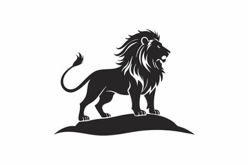 Majestic Lion Silhouette Vector on Hilltop
