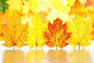 Fototapeta premium Serene Autumn Leaves Gently Floating on Water