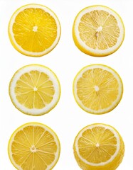 Collection set of lemon slices isolated on transparent or white background