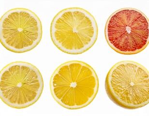 Fototapeta premium Collection set of lemon slices isolated on transparent or white background