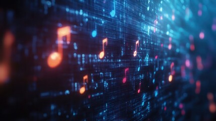 Obraz premium Dynamic Abstract Representation of Musical Notes in Glow