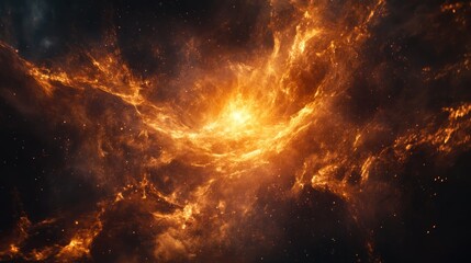 Vibrant Flames Swirling Against Dark Background