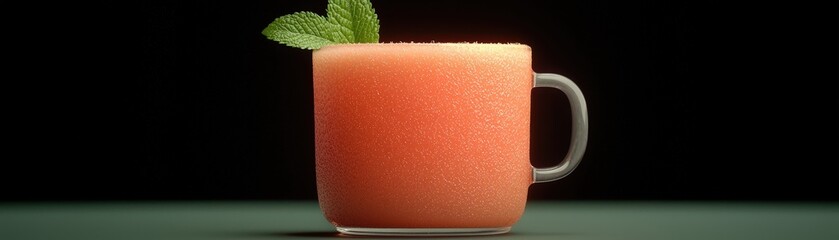 Obraz premium Refreshing Orange Juice in Glass Mug with Mint Garnish Healthy Drink Concept