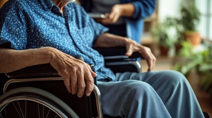 Obraz premium Caregiver Assisting Elderly Person in Wheelchair