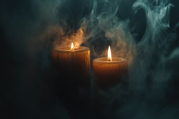 Softly Burning Candles Against a Dark Backdrop