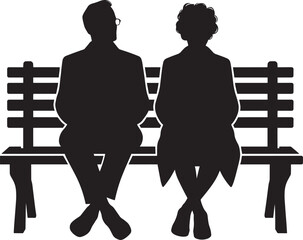 Grandparents sitting together silhouette vector illustration isolated on a white background