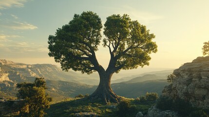 Obraz premium Lungs Shaped Tree Against Scenic Landscape