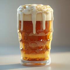 Glass of Beer with Dripping Foam