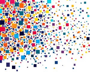 Vibrant Retro Inspired Digital Pixel Pattern on Bright White Background