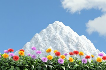 Obraz premium Stunning Mountain Landscape with Colorful Flowers in Foreground