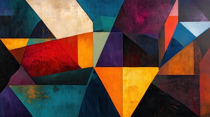 Fototapeta premium Abstract Colorful Painting with Geometric Shapes