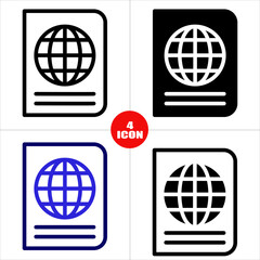 International Passport Icon with 4 Style