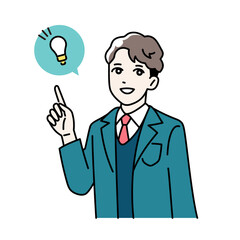ひらめいた制服を着た学生のイラスト