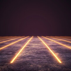 Futuristic neon grid landscape with glowing lines