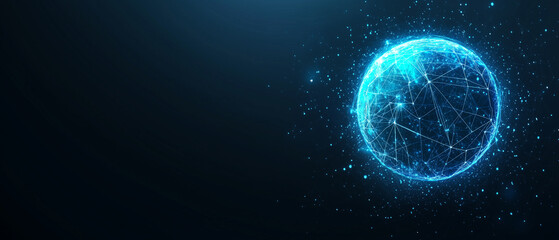 Abstract Blue Globe with Lines.