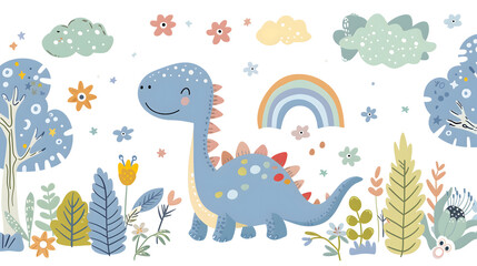 Obraz premium Cute Dinosaur Kids Illustration
