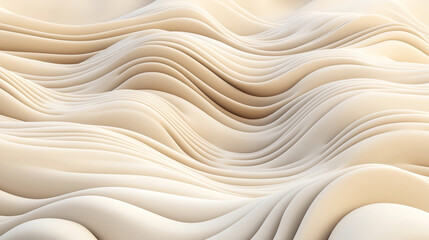 Obraz premium Abstract background featuring smooth, flowing waves in monochromatic beige tones creating a serene, undulating texture and modern design aesthetic.