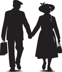 Grandparents together silhouette vector illustration isolated on a white background