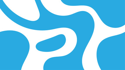 Flat vector background featuring wavy, flowing shapes in shades of blue and white