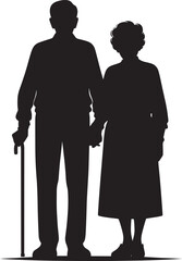Grandparents together silhouette vector illustration isolated on a white background
