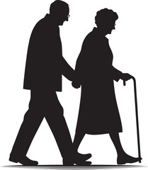 Grandparents together silhouette vector illustration isolated on a white background