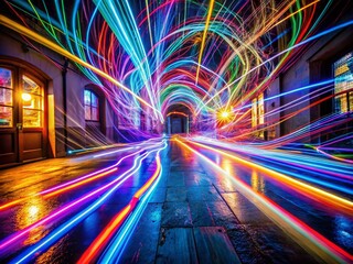 Obraz premium Long exposure photography using a webcam reveals abstract light trails.