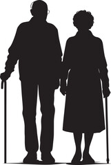 Grandparents together silhouette vector illustration isolated on a white background