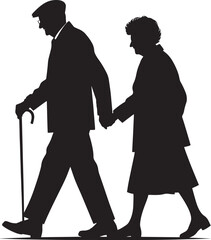 Grandparents together silhouette vector illustration isolated on a white background