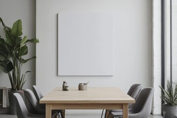 Blank Poster Mockup Hanging on Wall