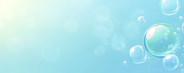 A serene blue background with floating bubbles, evoking a calming atmosphere.