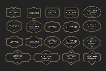 Elegant set of vintage retro frames on black background with text. Vector illustration