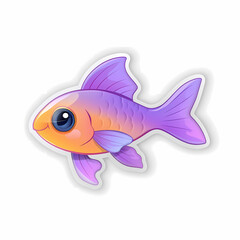 Cute Cartoon Fish Sticker Illustration in 3D Style