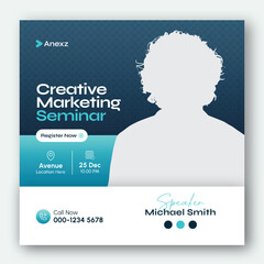 Online webinar or conference invitation social media post banner design template for corporate business agency