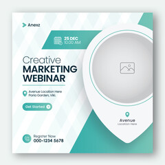 Online webinar or conference invitation social media post banner design template for corporate business agency