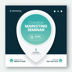 Online webinar or conference invitation social media post banner design template for corporate business agency
