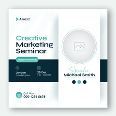 Online webinar or conference invitation social media post banner design template for corporate business agency